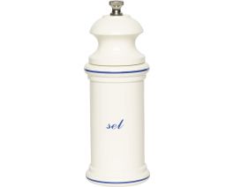 Provencal Collection Mill Salt Grinder, 6 inch, white with blue sel