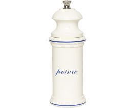 Pepper Mill, 6 inch, white with blue poivre