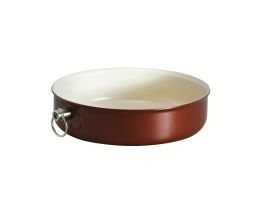 The Tramontina Style Ceramica 9.5 in. Round Baking Dish in Metallic Copper