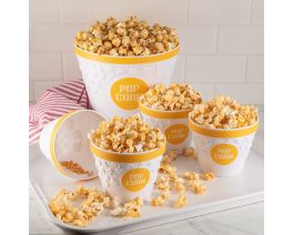 Plastic Popcorn Bucket and Popcorn Bowls with Removable Kernel Catcher 5-Piece Set, Yellow