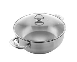 Chantal Induction 21 5 quart Stainless Steel Chef's Pan with glass lid
