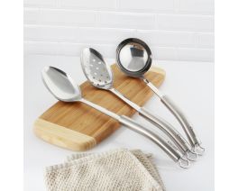 Chantal 3 piece Stainless Steel Spoon Set - Serving Spoon, Perforated Spoon & 4 oz Ladle