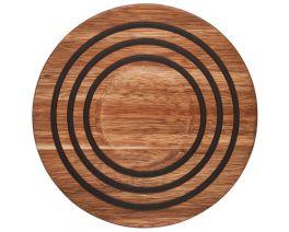 Magnetic Wooden Trivet - Acacia Wood with Black Silicone Rings
