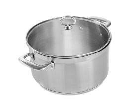 Rorence Stainless Steel Stock Pot with Lid: 6 Quart Stockpot Pasta Pot with  Two Side Spouts, capsule Bottom, Strainer Glass Lid