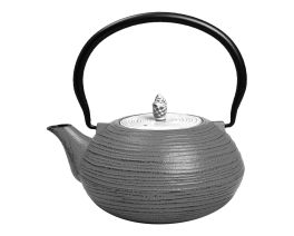 Cast iron teapot  Mo Yo 40 fl. oz. gray w/ white lid