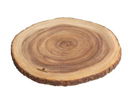 Wood Serving Board, Acacia wood, round, 18"