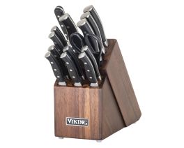 Viking 15pc German Steel Knife Block Set, Acacia Wood Block (Limited Edition)