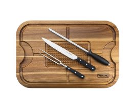 Viking Oversized Acacia Carving Board w/ 3pc Carving Set