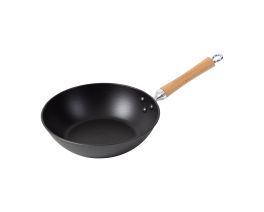 Joyce Chen Professional Series 11.5-Inch Cast Iron Stir Fry Pan with Maple Handle  Black