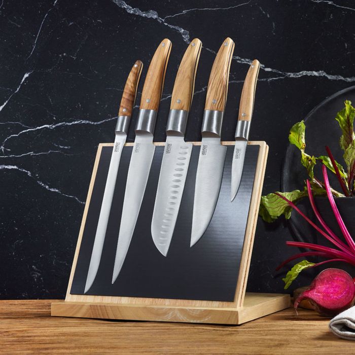 French Home 8-Piece Laguiole Kitchen Knife Set with Wood Block