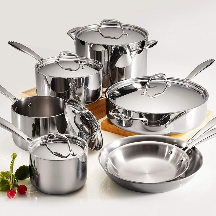 12 Piece Tri-Ply Clad Stainless Steel Cookware Set