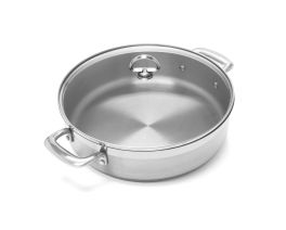 Chantal Induction 21 5 quart Stainless Steel Sauteuse with glass lid