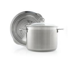 Chantal Induction 21 8 Qt Stock Pot with Pasta/Steamer Insert and Glass Lid