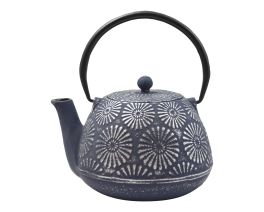 Cast iron teapot Hani blue and silver 40 oz