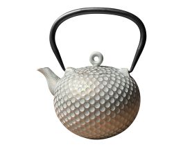 Cast iron teapot  Dim 34 fl. oz. mint/gold