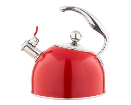Viking 2.5 Qt. Stainless Steel Whistling Kettle w/3-Ply Base, Red