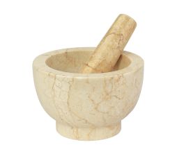 Mortar & Pestle "Champagne", marble, 4" H