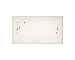 L' Amour Collection: Rectangular Hostess Tray - White w/ Heart Applique, 11.25" x 6.25"