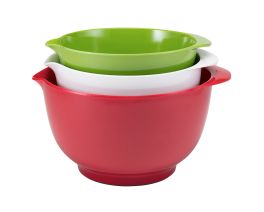Gourmac Set of 3 Melamine Mixing Bowls, Boxed - 1.5L, 2L, 3L, red/white/green