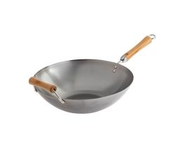 Joyce Chen Classic Series 14-Inch Carbon Steel Wok with Birch Handles  Silver