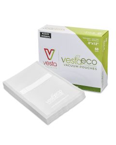 VestaEco Certified Commercially Compostable Vacuum Seal Bags - Embossed - 8"x12" - 50/box