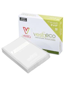 VestaEco Certified Commercially Compostable Vacuum Seal Bags - Flat - 8"x12" - 50/box